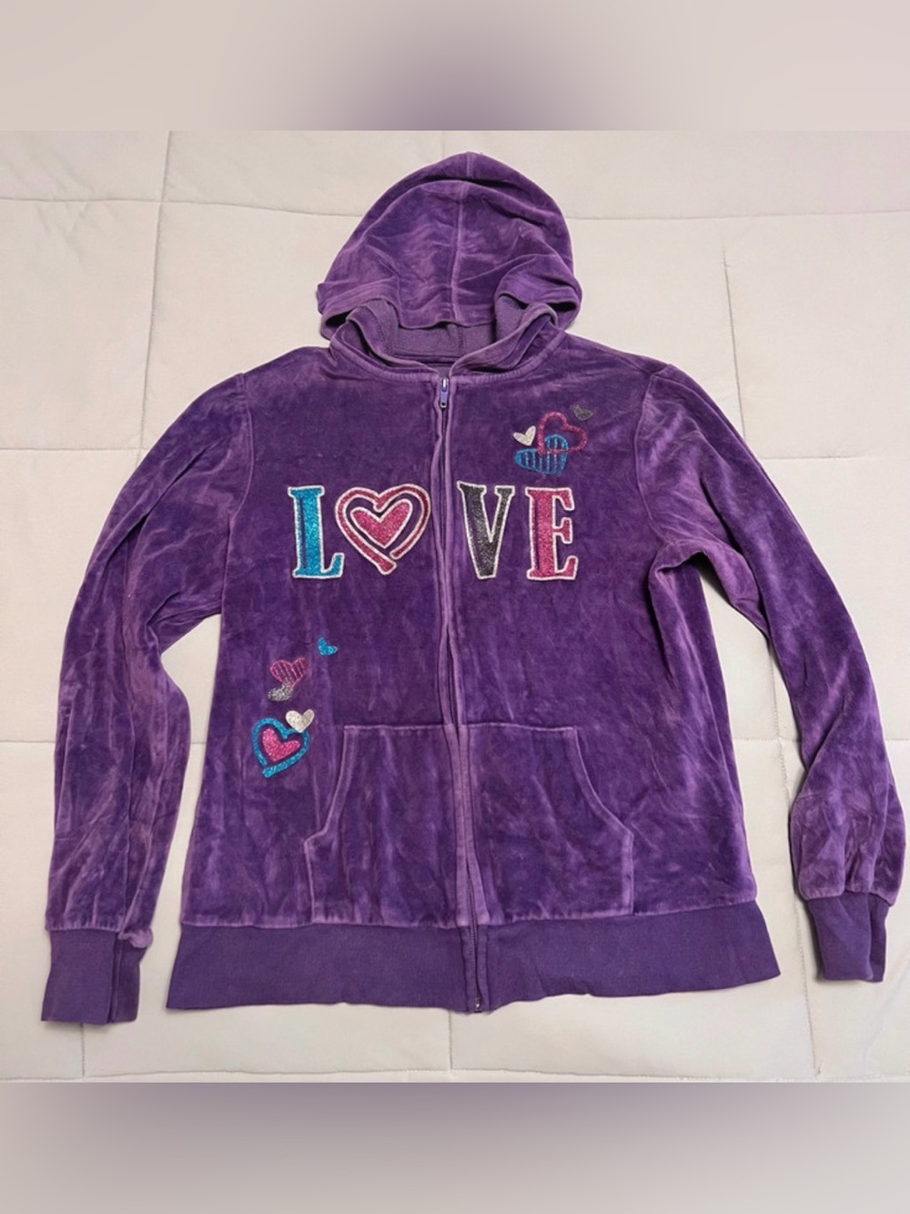 Vintage Y2K Total Girl Purple
Velour Zip-Up Hoodie - Size 18